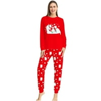 Lenago Usklađivanje obiteljske božićne pidžame božićne modne duge rukave žene tiskane top + hlače Porodica