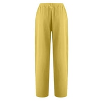 Ljetne kapri hlače za žene, žensko pamučno posteljino dugme obrezane hlače gležnjače pantalone u boji
