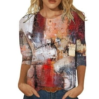 Ženski jesen vrhovi modne žene okrugli vrat 3 4Sleeve majica za štampanje bluza vrhova dukserica