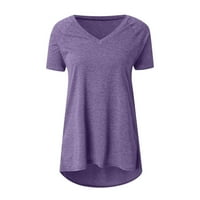 LHKED prevelike majice za žene na čišćenju Žene Ljeto SOLID V izrez Loose kratkih rukava Majica Bluza