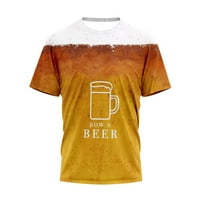 Muška košulja pivo Print unise okrugli vrat kratkih rukava na vrhu za modnu smeđe l