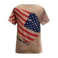 Plus ženske vrhove Dressy Ležerna američka zastava Majica Žene USA Star Stripes Četvrti srpanj kratkih