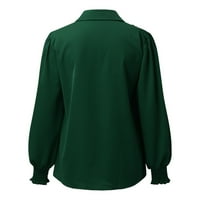 Aaimomet ženske bluze i vrhovi Dressy ženski dugi rukav CREW CRET Slatki tunički blok bloka, zeleni