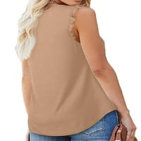 Beiwei Dame Casual Solid Color T majica bez rukava Bluza Žene ruffle Design Uvala pulover