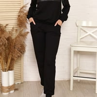 Ksinqinghao plus veličina tereta za žene Ženske pantalone Mid struk crne duge hlače labave ležerne radne