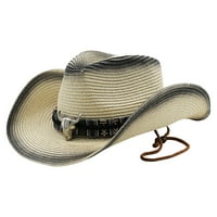 Slama kaubojski šešir široki rub sunčani šešir za muškarce Ženski panama šešir sa bradom bikovima Sombrero Putujte prekrasan šešir