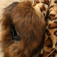 Zimska prodaja Ženska krzno ovratnik Classic Leopard srednje dugačak zimski kaput