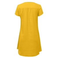 Ecqkame Ljetna haljina Ženska kratki rukav V-izrez Casual Hot Odmor Štampanje mini haljina žuta xxxxxl
