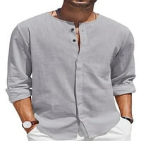 Luxplum Muška majica Košulja za vrat Tunika košulja dolje dolje Ležerne bluza Holiday Siva 2xl