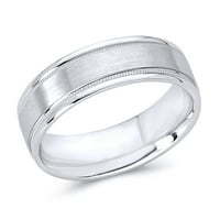 Welingsile 14k bijeli zlatni polirani saten ravna milgrain Comfort Fit Wedding Band prsten - veličina 5