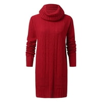 Driyugala haljine za žene casual zimska jesen dugi rukav O-izrez Slim Fit Pleated Turtleneck pleteni