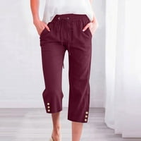 Pacommark PI Ženske hlače plus veličina zazor ženske ležerne čvrste boje elastične hlače ravno široke
