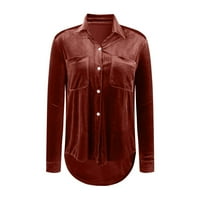 NJSHNMN majice za žene za jesenje prema dolje od prevelike bluze vrhovi dugih rukava vrhovi jakne kaputi