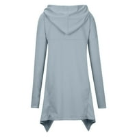Charella Women Plus Veličina Ležerne prilike s dugim rukavima Duge duge s kapuljačom Ženska bluza Grey, XL