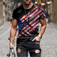 Workout mišićne majice za muškarce casual kratkih rukava Crewneck 4. jula Američka zastava Štampaj majica