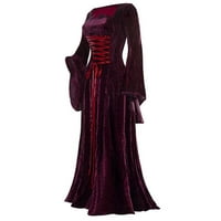 Asdoklhq ženske haljine plus veličine, ženska duga haljina vintage dugih rukava duljina duljine Elegantna