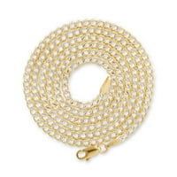 Nuragold 10k žuti zlatni kubanski lanac vez za dijamant Diamond Cut Pave Dvije tonske privjeske ogrlice,