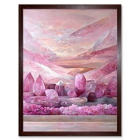 New Age Mistični ružičasti kvarcni kristalni krajolik planine Art Print Framed Poster zidni dekor