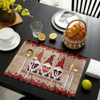 Placemats set za trpezarijski stol Valentines Dan tereta ljubavi Crveni kamion s ružama crno-bijelo