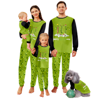 Porodične božićne pidžame setovira sretan božićni claus crtani zeleni tisak veličine djece-kućnih ljubimaca