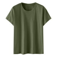 Borniu ženski vrhovi, ljetno čišćenje ženske modne čvrste okrugli vrat kratki rukav majica bluza labavi