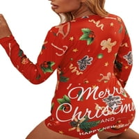 Luethbiez Žene Božićne pidžame dame V-izrez Dugi rukav Bodycon PlaySit One Rompers