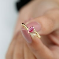 Markizni oblik Ruby Solitaire Prsten za žene - AAA ocjena, 14k žuto zlato, US 3,00