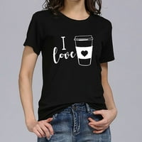 Lanhui Women Plus Veličina Seksi Love-Cup Print Majica kratkih rukava majica za bluze