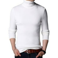 Muški topli pleteni džemper debeli kornjača izvratnika za pulover Jumper pletiva zimski vrhovi bijeli