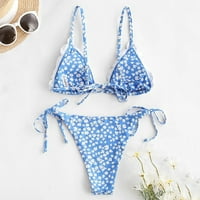 Podesite struk Dvije žene Print Halter Print Ruched Bikini High Retro kupaćih kostimi Tankinis set kupaćih