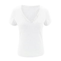Outfmvch T majice za žene Casual Solid gumb Labavi majica kratkih rukava Ženske vrhove Košulje za žene