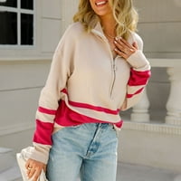 Voncos Fall džemperi za žene Crewneck Topla prugasta dugih rukava od labavog jesen i zimski pulover