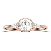 Prekrasna Art Nouvea 1. Carat ovalni rez Diamond Moissite pristupačni zaručnički prsten, Dainty Moissine Wedding prsten u 10K čvrsti poklon zlata za nju, obećaj prsten, obljetni poklon