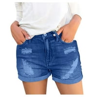 PXiakgy kratke hlače za žene Žene Ljetne hlače Jeans High Squik Slim Hoteli Hlače Blue + S