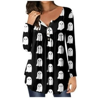 Ženske bluze Žene dugih rukava Grafički otisci Pulover V Ret Pense Ležerne prilike Bluze Black M