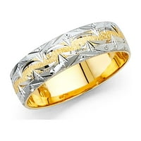 Čvrsta 14k bijela i žuta dva tona zlatna muška dijamant-reza tradicionalna klasična udobnost FIT Vjenčana