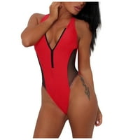 Ženske šuplje mrežice šivanje bikini V-izrez seksi povremeni jednodijelni kupaći kostimi na klirensu