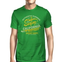Autentično ljeto surfanje Kalifornije Muške zelene majice kratkih rukava