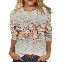 Ženske košulje s tiskanim rukavima Tunike TOPS CREW CREW izrez Šarene cvjetne tinejdžerske majice Labavi