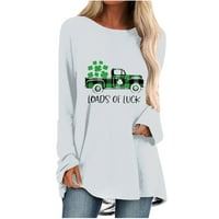 Štednja Ženska košulja s dugim rukavima za žene Lucky Green Day Dayts Clover Auto grafički ispis Pulover