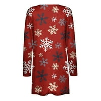 Tenjioio Clearence Ženska odjeća Modni ženski Božićni ispis Labavi s dugim rukavima Kardigan Jesen kaput
