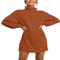 Colisha Žene pulover Jumper Solid Color Mini haljine dugih rukava Duks haljina casual travel turtleneck