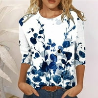 Turilly Womens plus čišćenje veličine Ženski tisak dugih rukava Labava bluza Ležerne majice Tunic