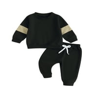 Bagilaanoe Newborn Baby Boy duge hlače Postavite kontrastnu boju dukseri dugih rukava, pulover + vučni