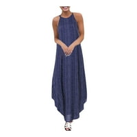 Ljetna prugasti asimetrična sandress ženska remena dugačka boemska haljina