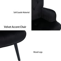 Velvet Accent Stolica Moderna tuftana gumba Vraća stolica za tapeciranu stolicu za tapaciranu stolicu sa punim drvenim nogama za dnevnu sobu Spavaća soba čekaonica