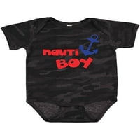 Inktastic Nauti Boy, sidro za čamac, mornar, jedrenje, nautički poklon Baby Bodysuit