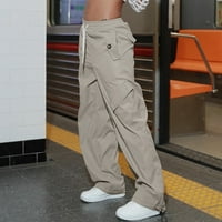 Ženske hlače Teret opušteno fit vrećica s kratkim zatvaračem Slim nacrtajući struk sa džepovima Saobavljeni