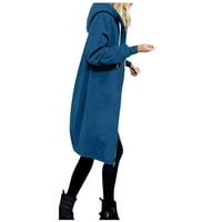 ManXivoo ženski kaputi Žene Ležerne prilike Dugo kapuljače Solid Zip Jacket džepovi Jakna sa zatvaračem