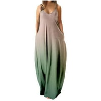 ManXivoo haljina za plažu žene pogodne haljine dugi maxi v izrez labavo haljina bez rukava Boho Beach